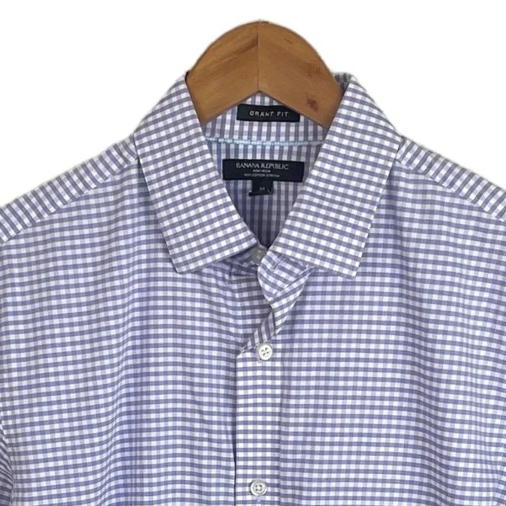 BF1343 Mens Banana Republic Non Iron Stretch GRANT Fit Button Down Shirt M